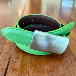 Vintage Coach Green Leather Belt w/Silver Buckle 8526 SZ SM 36.25" L x 1" W